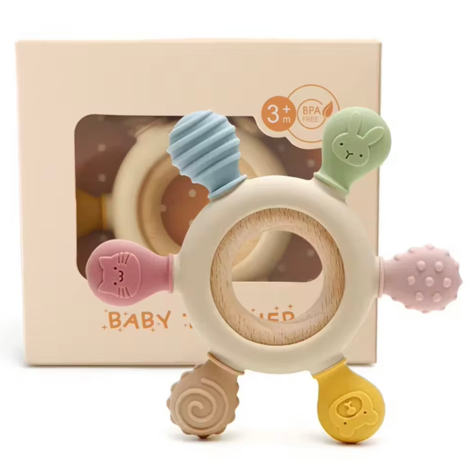 Silicone Wooden Ring Teether
