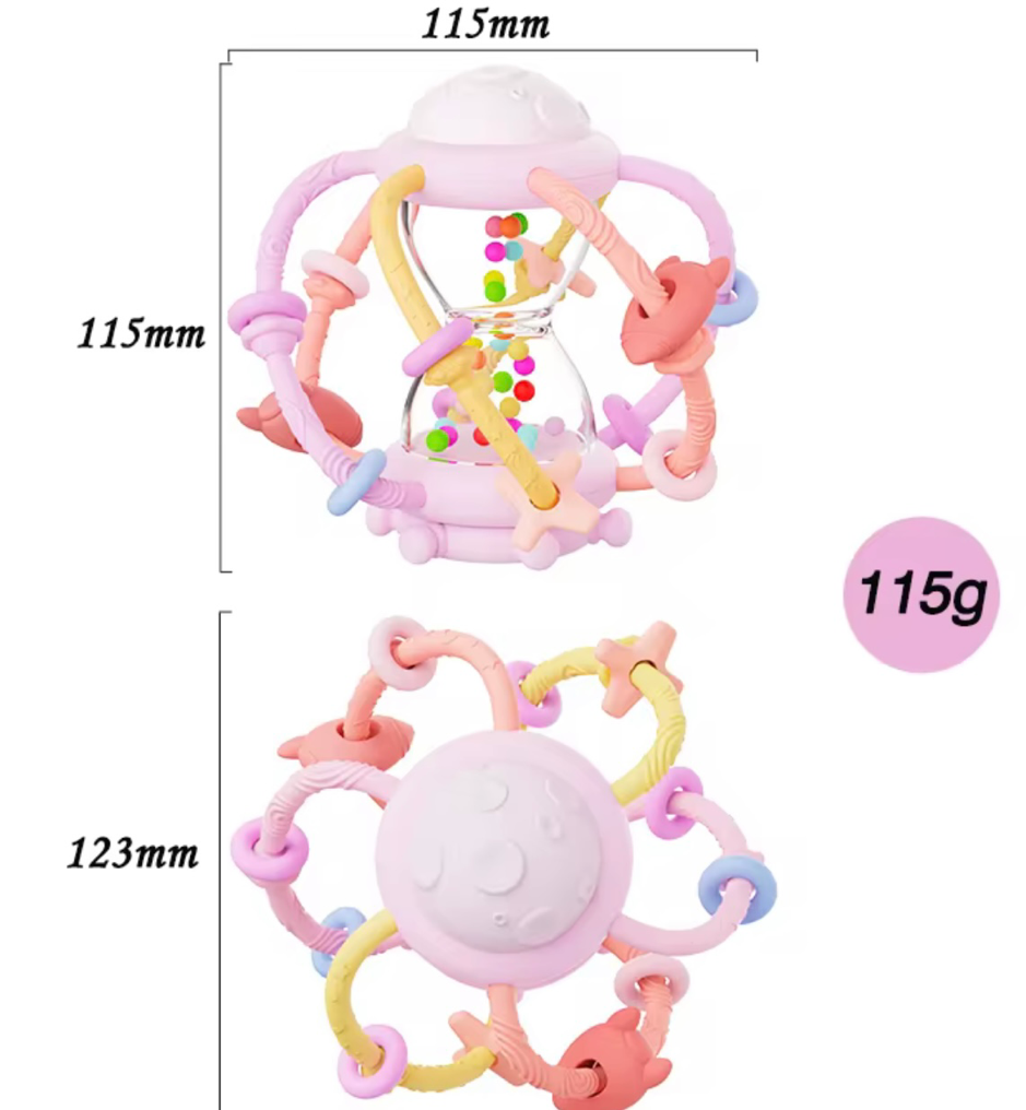 Baby Hourglass Silicone Rattle Teether