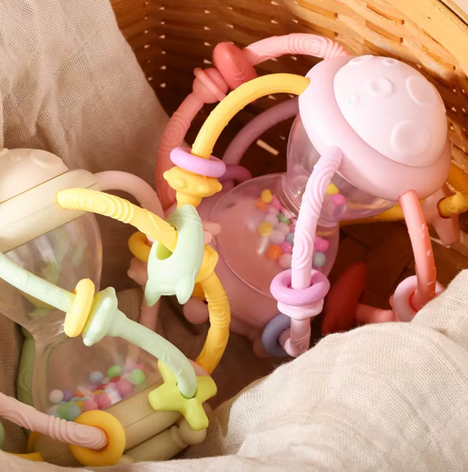 Baby Hourglass Silicone Rattle Teether