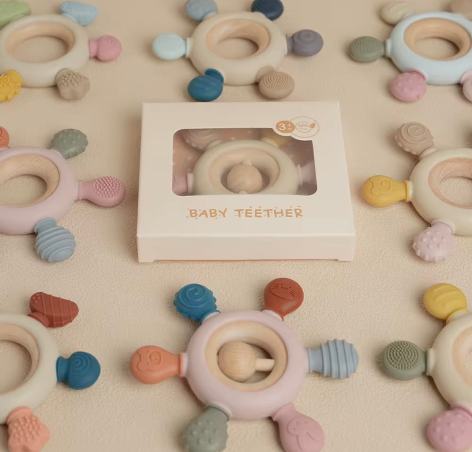 Silicone Wooden Ring Teether