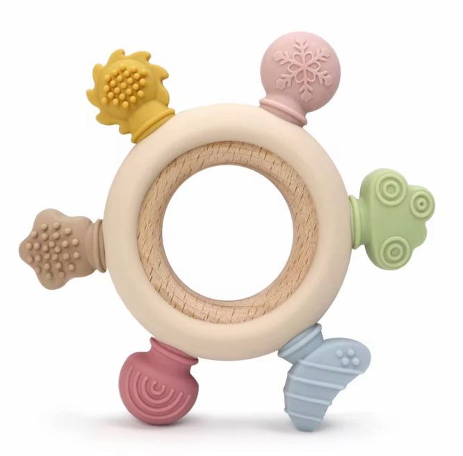Silicone Wooden Ring Teether